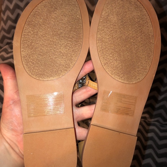 TORRID TAN FAUX LEATHER RHINESTONE SANDAL WIDE - Picture 7 of 7